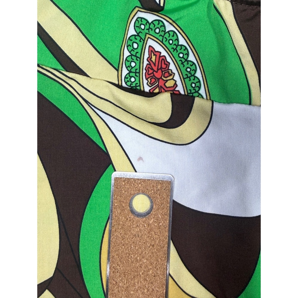 Y2K Retro Boho Paisley Babydoll Janice Halter Top Green Yellow Size Medium - Picture 6 of 6